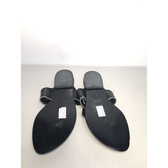 Lulu Guinness Black White Leather Tux Slides Sandals Women’s Sz 37.5M US/7M US - Picture 10 of 14